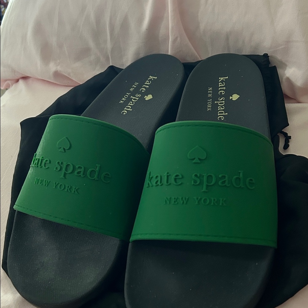 Kate Spade Forest Green Slide Sandals